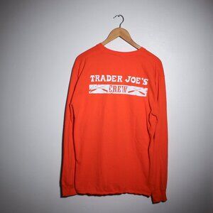 Trader Joe's Crew Shirt Mens Orange Employee Long Sleeve Tee